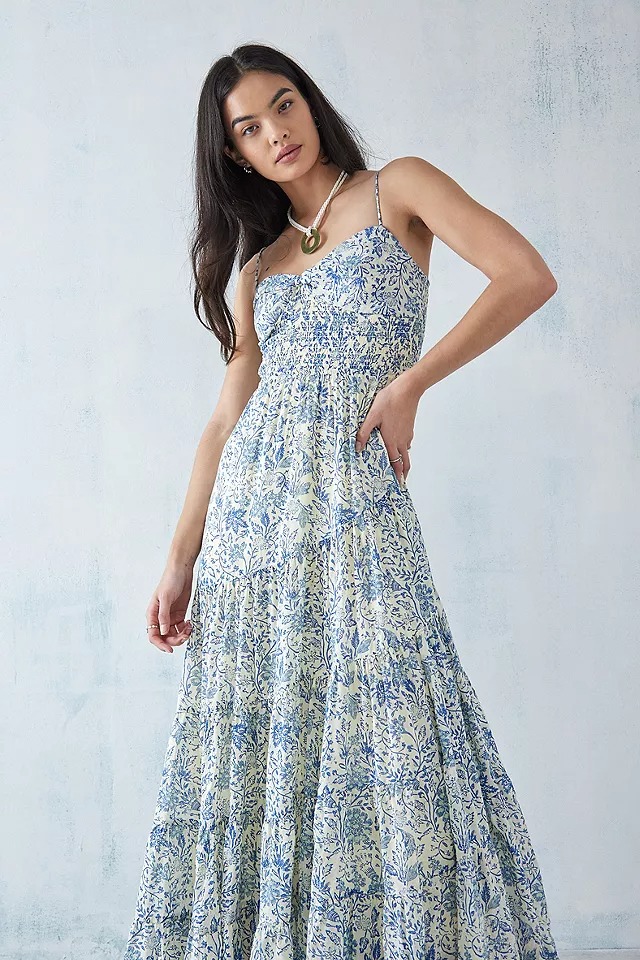 sundrenched printed maxi dress